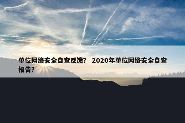 单位网络安全自查反馈？ 2020年单位网络安全自查报告？