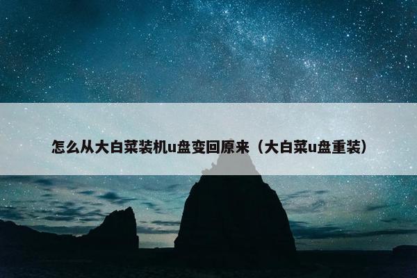 怎么从大白菜装机u盘变回原来（大白菜u盘重装）
