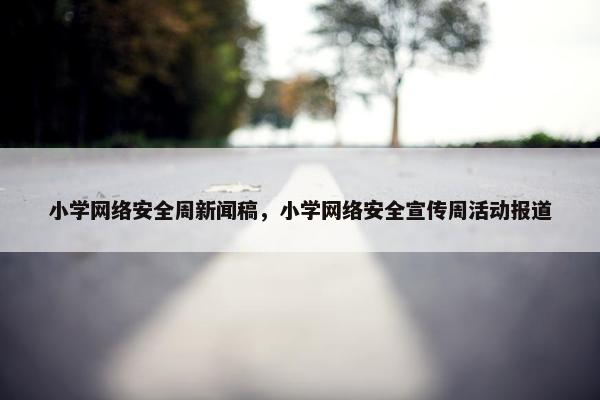 小学网络安全周新闻稿，小学网络安全宣传周活动报道