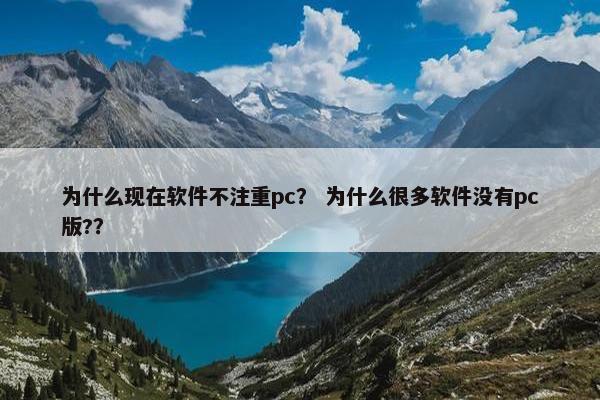 为什么现在软件不注重pc？ 为什么很多软件没有pc版?？