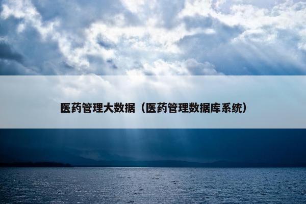 医药管理大数据（医药管理数据库系统）