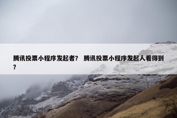 腾讯投票小程序发起者？ 腾讯投票小程序发起人看得到？