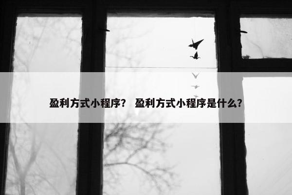 盈利方式小程序？ 盈利方式小程序是什么？