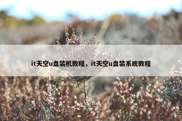 it天空u盘装机教程，it天空u盘装系统教程