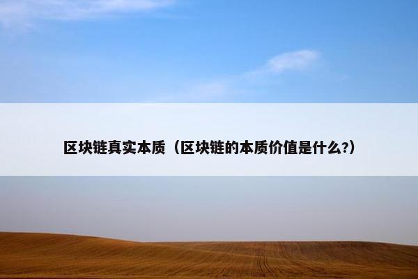 区块链真实本质（区块链的本质价值是什么?）