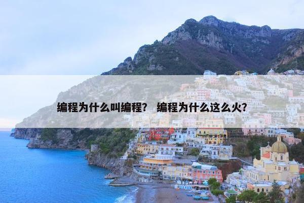 编程为什么叫编程？ 编程为什么这么火？