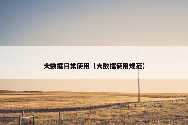 大数据日常使用（大数据使用规范）