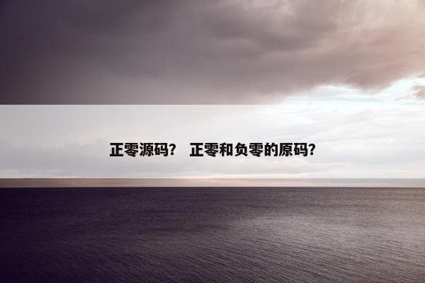 正零源码？ 正零和负零的原码？