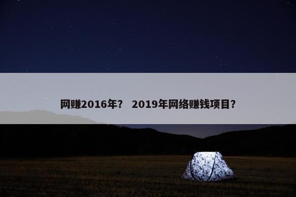 网赚2016年？ 2019年网络赚钱项目？