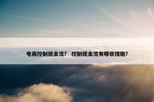 电商控制现金流？ 控制现金流有哪些措施？