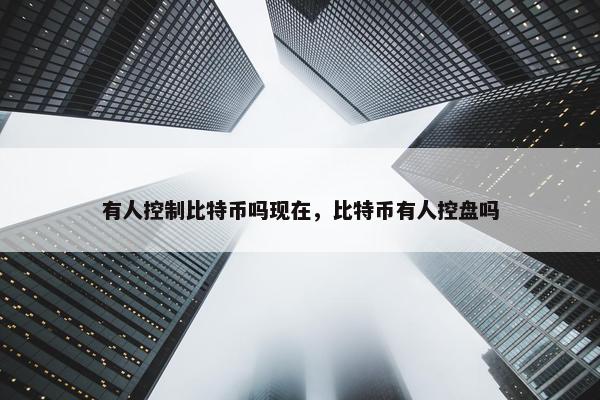 有人控制比特币吗现在，比特币有人控盘吗