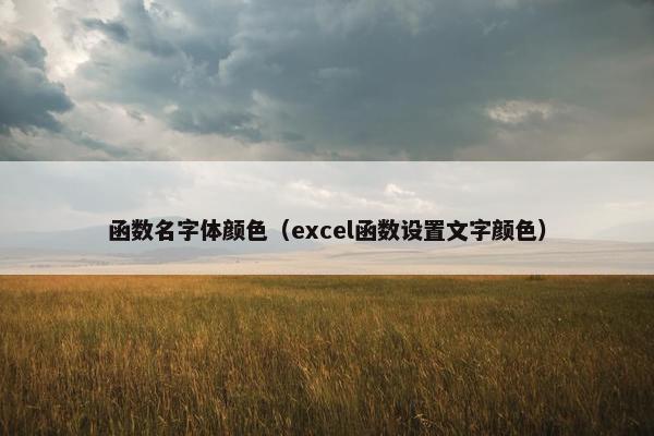 函数名字体颜色（excel函数设置文字颜色）