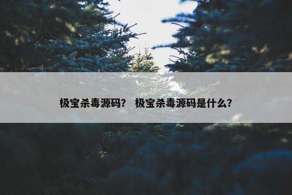极宝杀毒源码？ 极宝杀毒源码是什么？