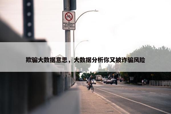 欺骗大数据意思，大数据分析你又被诈骗风险