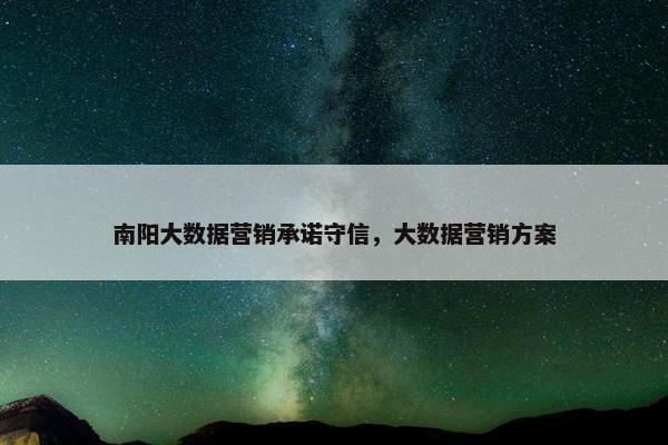 南阳大数据营销承诺守信，大数据营销方案