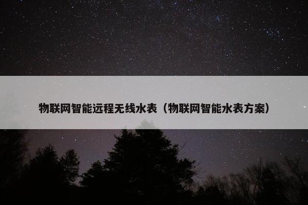 物联网智能远程无线水表（物联网智能水表方案）