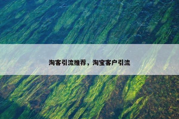 淘客引流推荐，淘宝客户引流