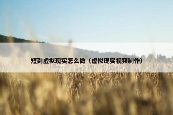 短到虚拟现实怎么做（虚拟现实视频制作）