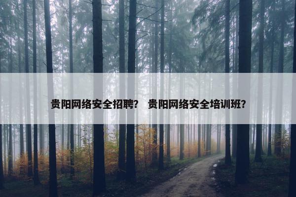 贵阳网络安全招聘？ 贵阳网络安全培训班？