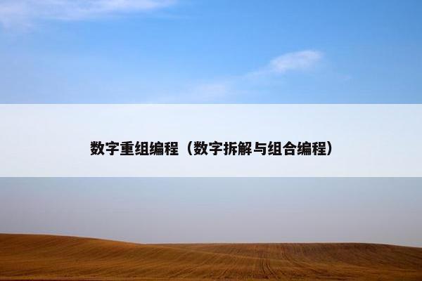 数字重组编程（数字拆解与组合编程）