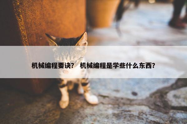机械编程要诀？ 机械编程是学些什么东西？