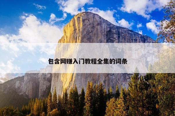 包含网赚入门教程全集的词条