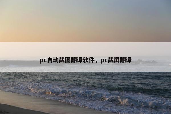 pc自动截图翻译软件，pc截屏翻译