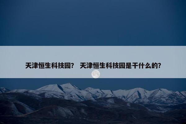 天津恒生科技园？ 天津恒生科技园是干什么的？
