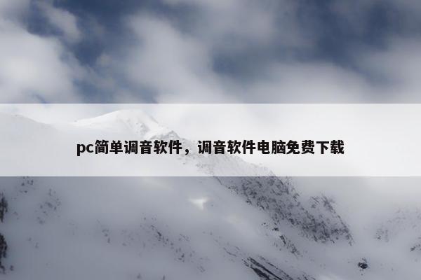 pc简单调音软件，调音软件电脑免费下载