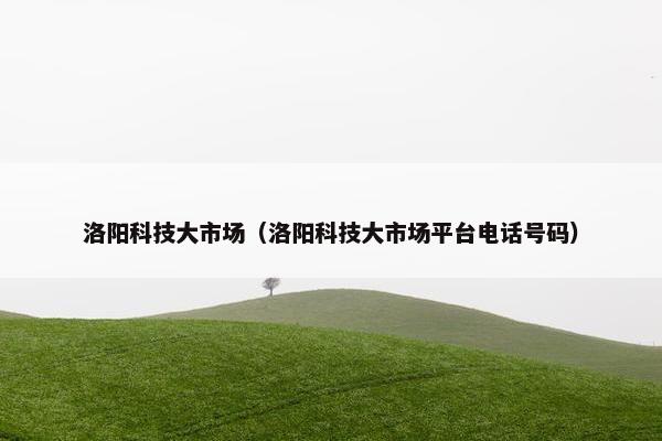 洛阳科技大市场（洛阳科技大市场平台电话号码）