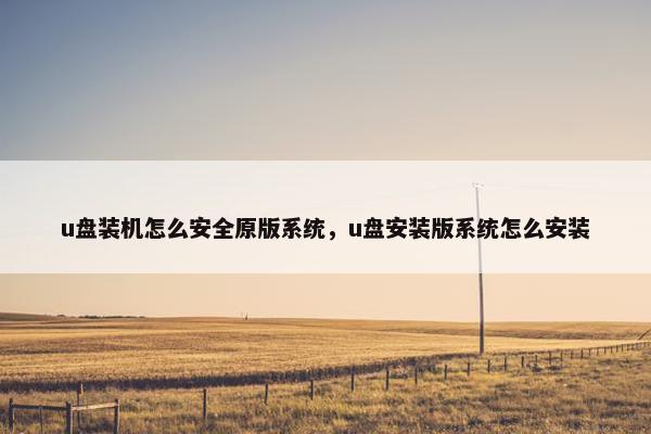 u盘装机怎么安全原版系统，u盘安装版系统怎么安装