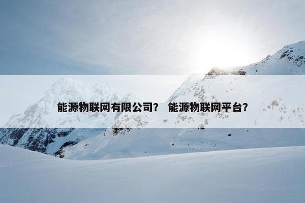 能源物联网有限公司？ 能源物联网平台？