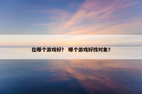 在哪个游戏好？ 哪个游戏好找对象？