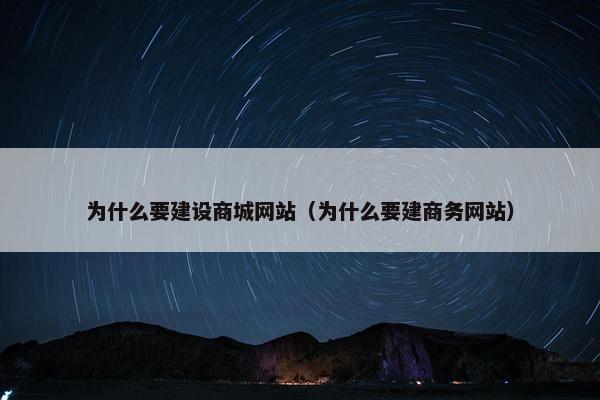 为什么要建设商城网站（为什么要建商务网站）