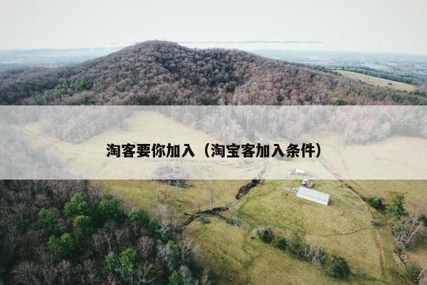 淘客要你加入（淘宝客加入条件）