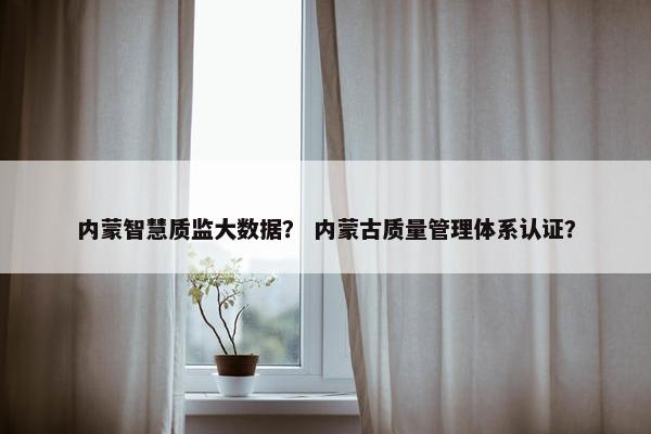 内蒙智慧质监大数据？ 内蒙古质量管理体系认证？