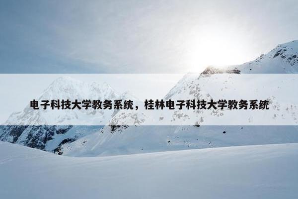电子科技大学教务系统，桂林电子科技大学教务系统