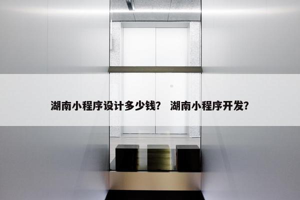 湖南小程序设计多少钱？ 湖南小程序开发？