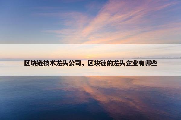 区块链技术龙头公司，区块链的龙头企业有哪些