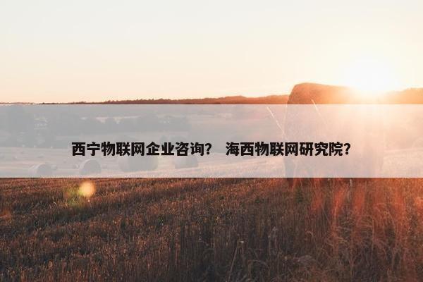 西宁物联网企业咨询？ 海西物联网研究院？
