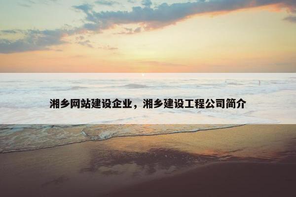 湘乡网站建设企业，湘乡建设工程公司简介