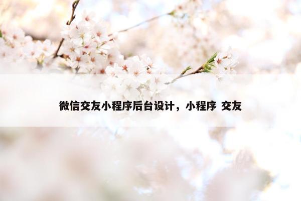 微信交友小程序后台设计，小程序 交友