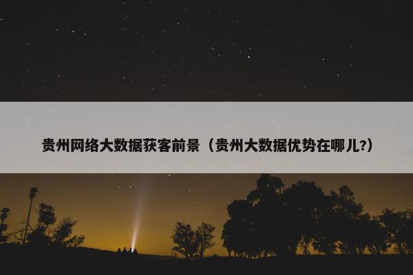 贵州网络大数据获客前景（贵州大数据优势在哪儿?）