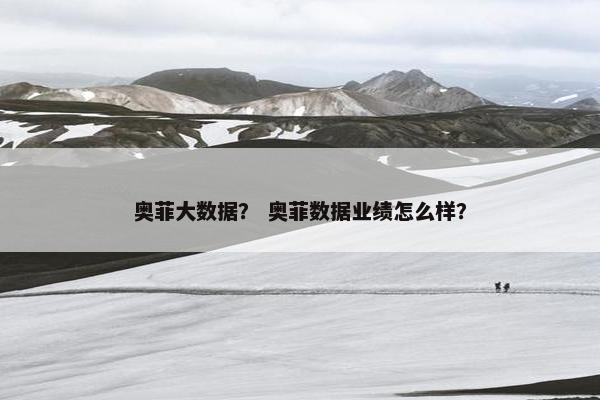 奥菲大数据？ 奥菲数据业绩怎么样？