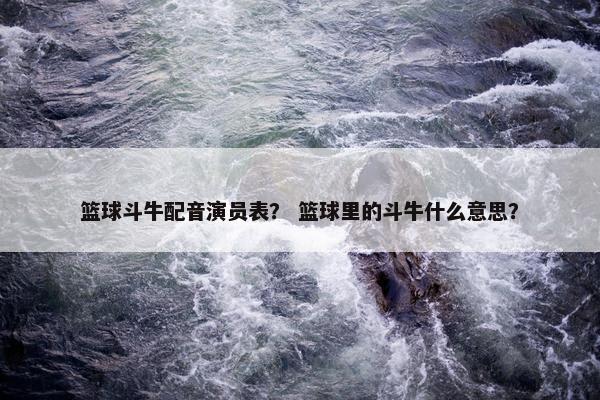 篮球斗牛配音演员表？ 篮球里的斗牛什么意思？