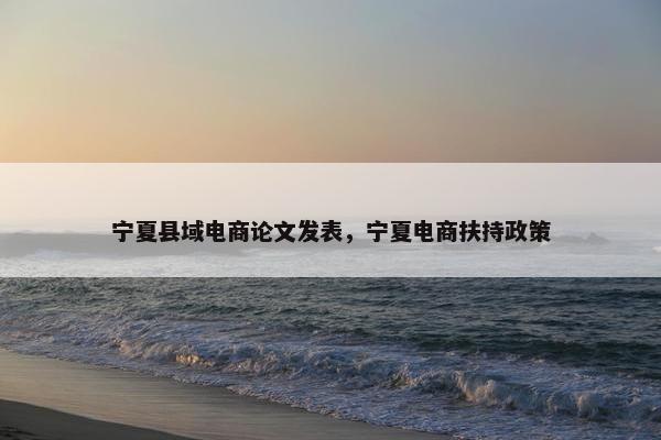 宁夏县域电商论文发表，宁夏电商扶持政策