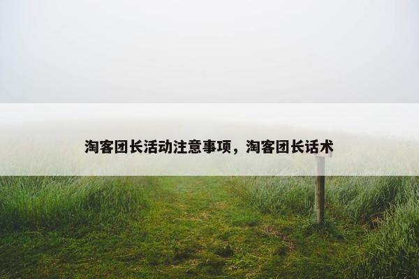 淘客团长活动注意事项，淘客团长话术