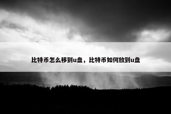 比特币怎么移到u盘，比特币如何放到u盘
