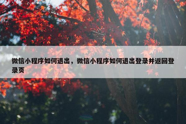 微信小程序如何退出，微信小程序如何退出登录并返回登录页
