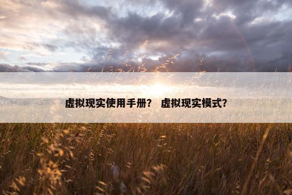 虚拟现实使用手册？ 虚拟现实模式？